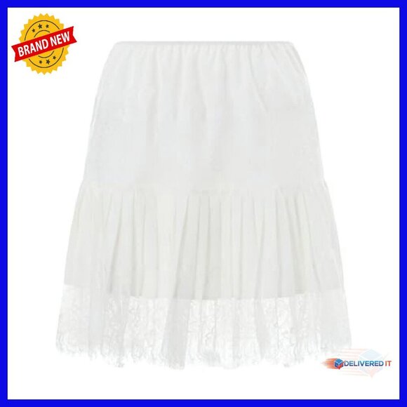 Y2K Lace Mini Skirt Low Rise Pleated Ruffle Half Slip Flowy - Picture 4 of 7